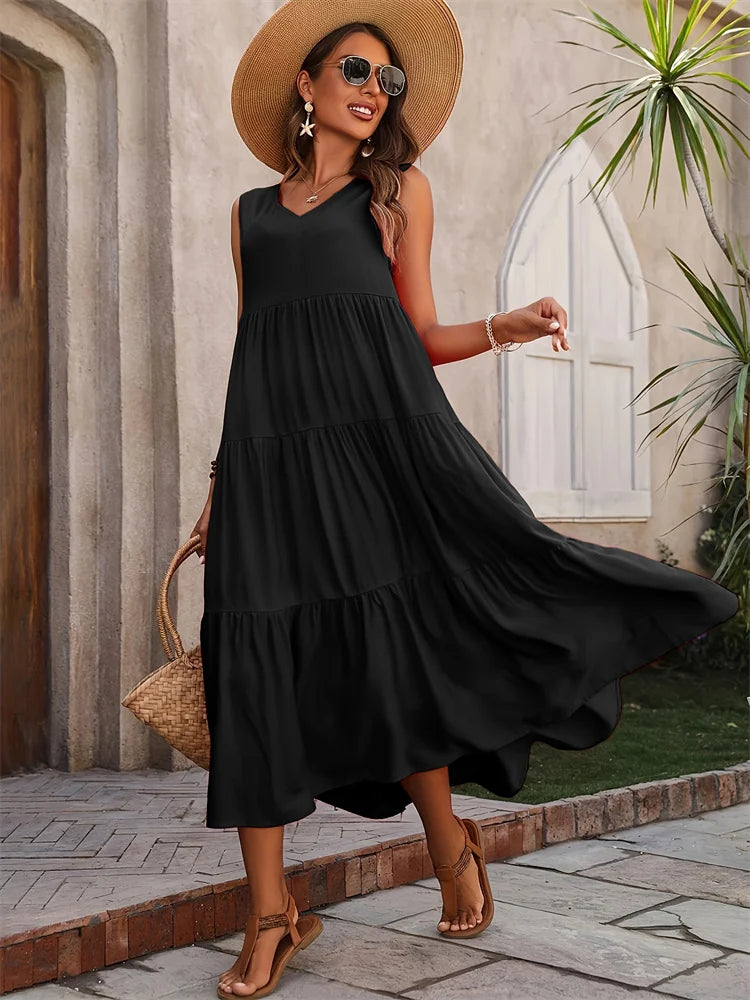 Women's Maxi Dress Layered Skirt