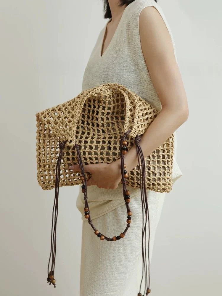 Solana Women's Straw Beach Tote Bag Natural - 
Fashinoza