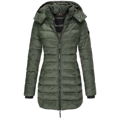 Women's Down Filled Winter Parka Coat Long Hooded Waterproof Black