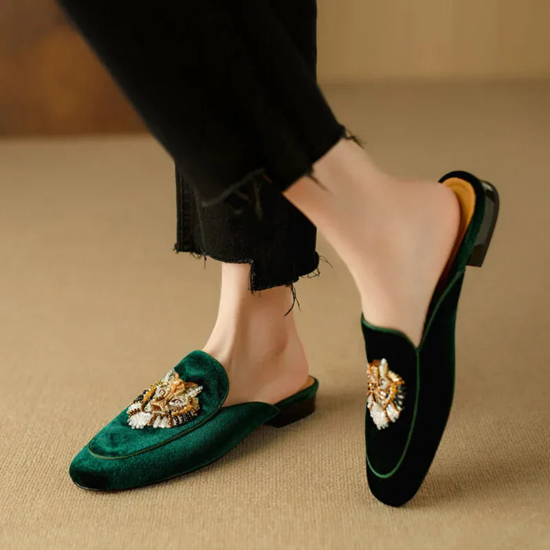 Women's Velvet Mules - 
Fashinoza