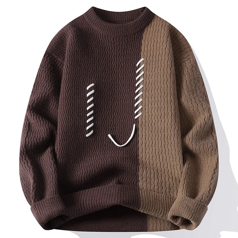Smiley Contrast Knit Sweater