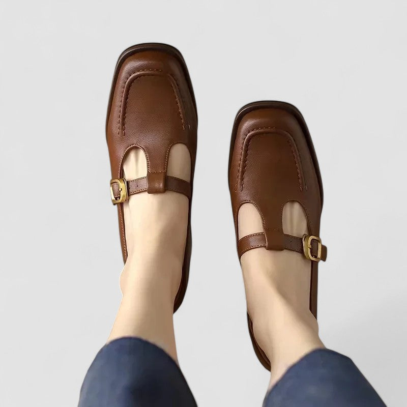 Women's Low Block Heel Mary Jane Shoes - Fashinoza