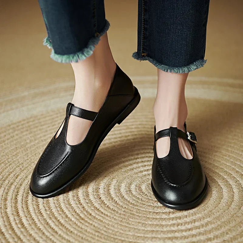 Women's Mary Jane Flats Low Heel Round Toe - Fashinoza