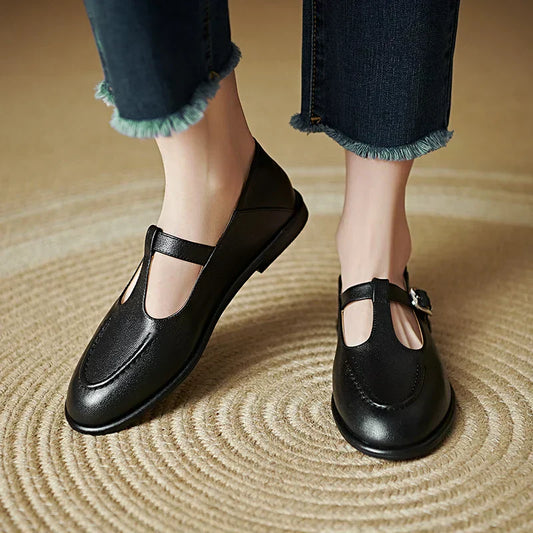 Women's Mary Jane Flats Low Heel Round Toe - Fashinoza