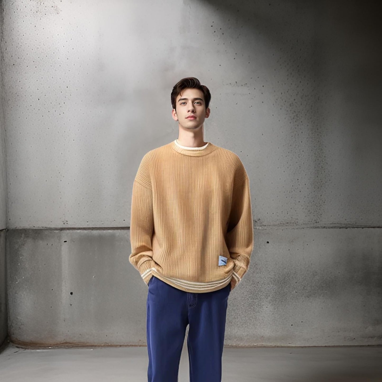 Men’s Ribbed Knit Pullover Sweater