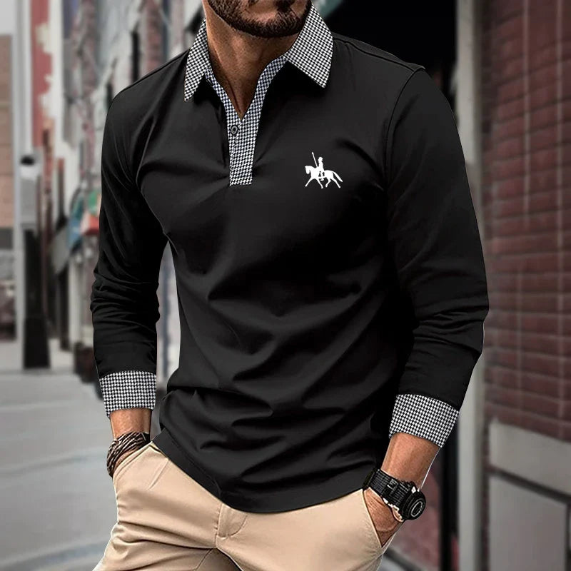 Men's Long Sleeve Slim Fit Polo Shirt
