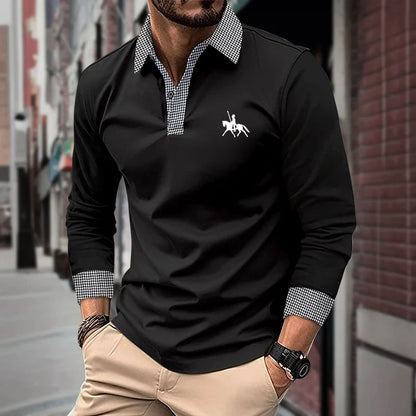 Men's Long Sleeve Slim Fit Polo Shirt