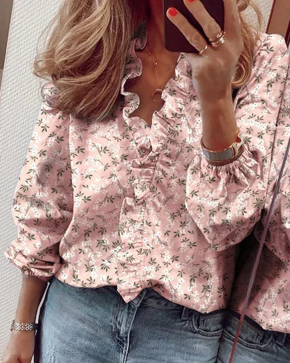 Women's Ruffle Long Sleeve Blouse