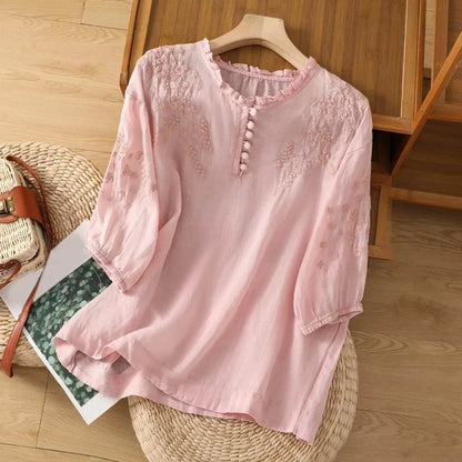 Women's Puff Sleeve Blouse Floral Detail