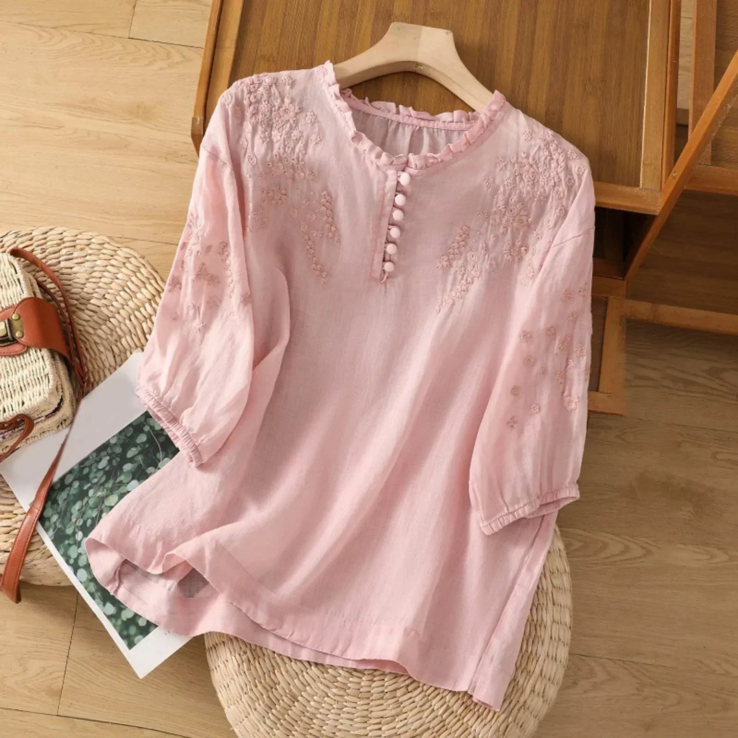 Women's Partial Button Blouse