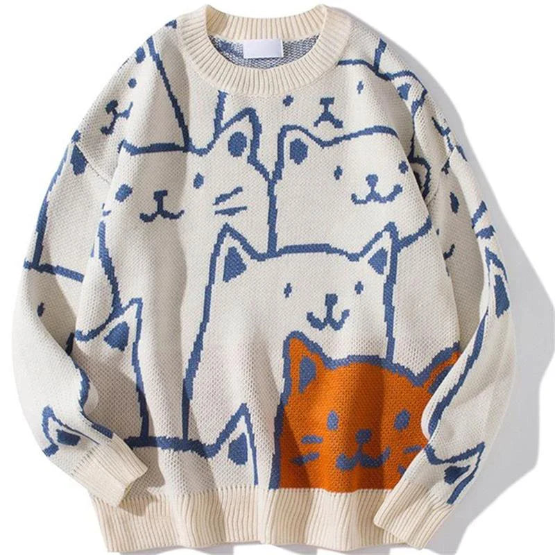 Cat Pattern Knit Sweater