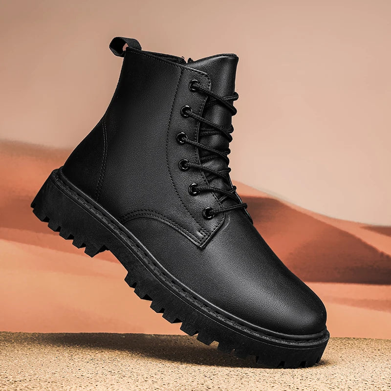 Men's Waterproof Hiking Boots Anti-Slip Sole Black - Fashinoza