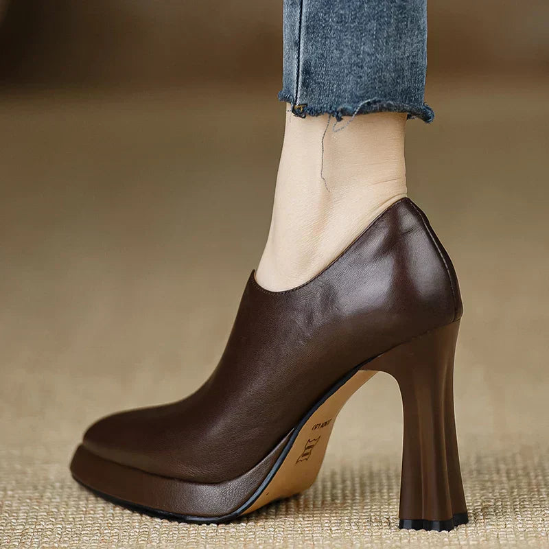 Giselle Women's Block Heel Pumps Side Zipper