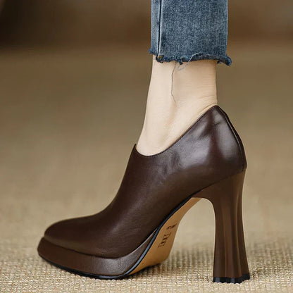 Giselle Women's Block Heel Pumps Side Zipper