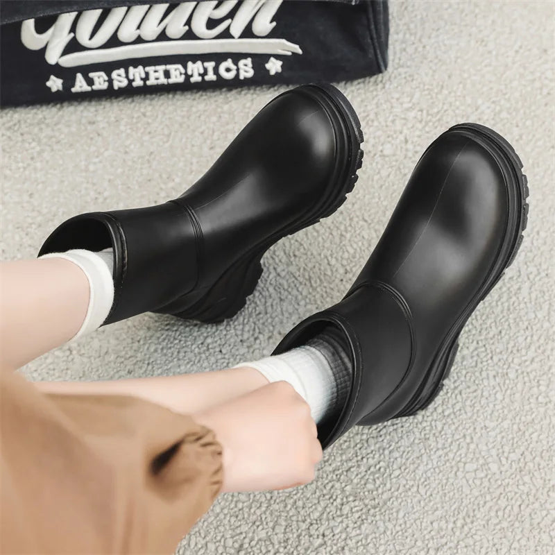 Women's Waterproof Mid-Calf Boots Thick Outsole Slip-Resistant