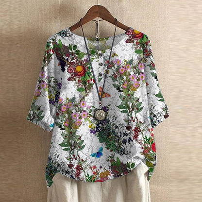 Women's Retro Print Blouse