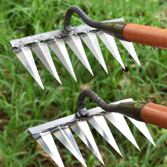 Garden Weed Rake Stainless Steel Efficient Removal Tool - Fashinoza