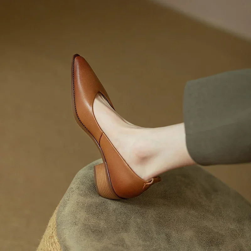 Women's Pointed Toe Block Heel Pumps Slip On Work Shoes
