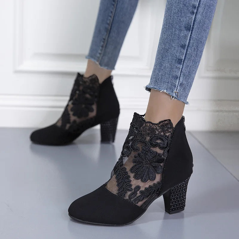 Women's Ankle Boots Block Heel Patterned