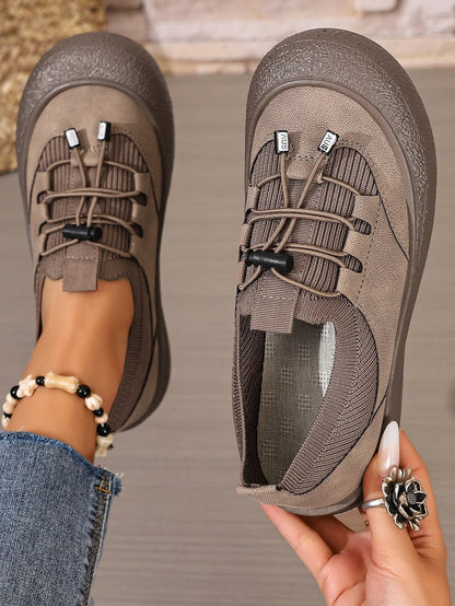 Women's Elastic Lace Slip-On Walking Shoes