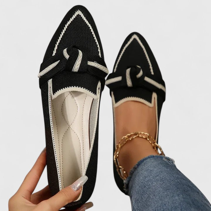 Women's Pointed Toe Slip On Loafers Knot Detail