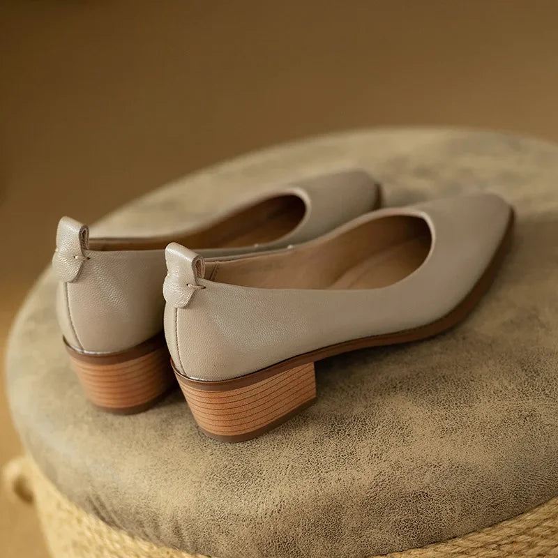 Women's Pointed Toe Block Heel Pumps Slip On Work Shoes