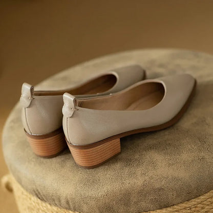 Women's Pointed Toe Block Heel Pumps Slip On Work Shoes