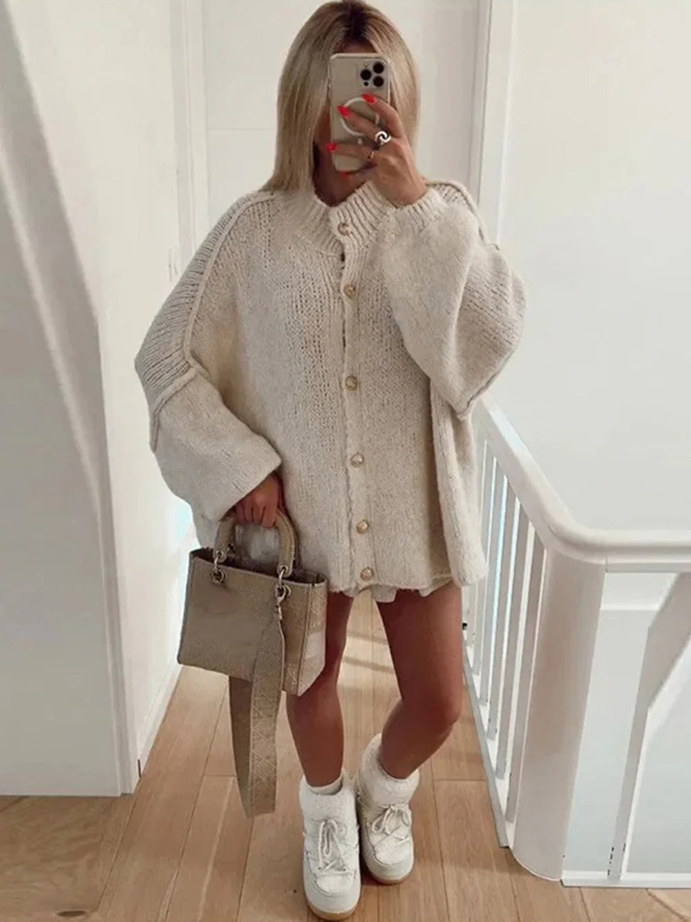 Women's Bat Sleeve Cardigan Open Front Lapel Black - Fashinoza