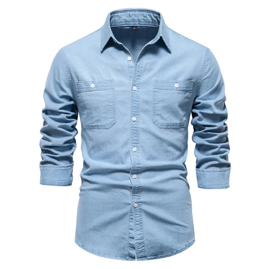 Hunter | Men’s Light Blue Denim Button-Up Shirt