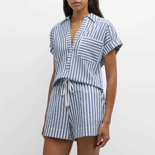 Alba Women's Striped Cotton Lounge Set - 
Fashinoza