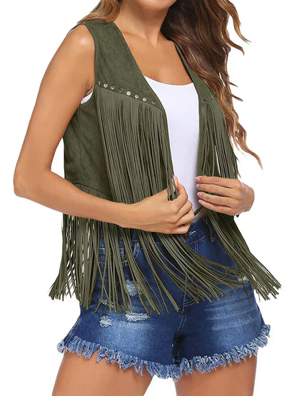 Women's Sleeveless Fringe Vest