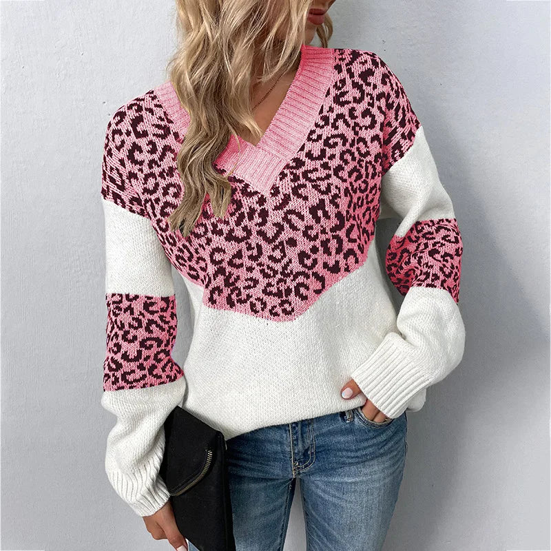 Women's Long Sleeve Sweater Contrast Sections
