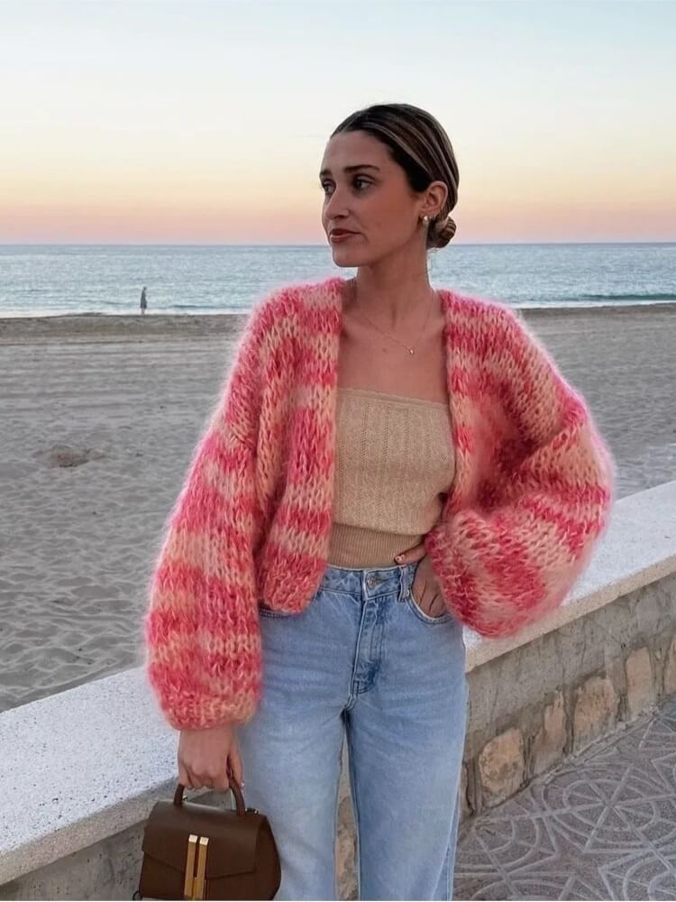 Women's Chunky Knit Open Front Cardigan Cozy