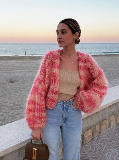 Women's Chunky Knit Open Front Cardigan Cozy