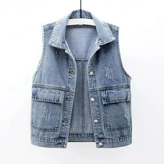 Women's Denim Vest - 
Fashinoza