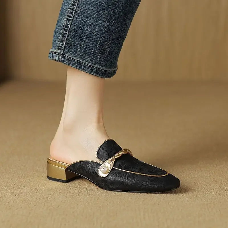 Women's Floral Embossed Square Toe Sandals - 
Fashinoza