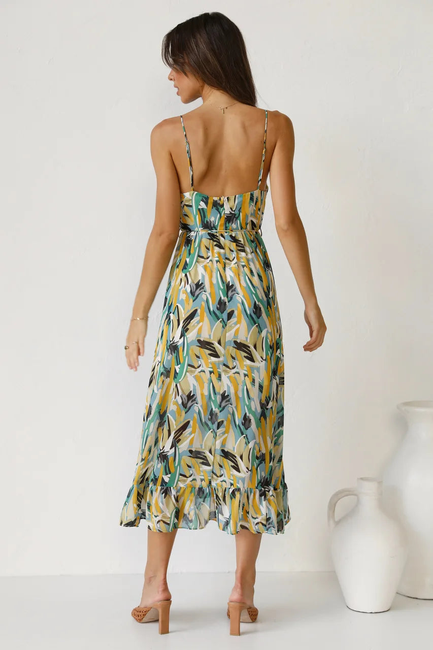 Women's Midi Dress Spaghetti Straps