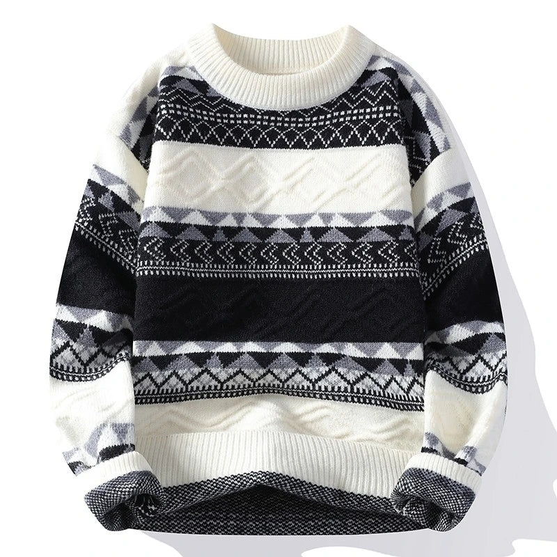 Geometric Knit Pattern Sweater
