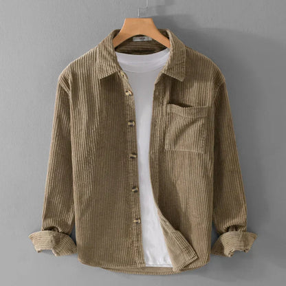 Men's Long Sleeve Shirt Button Front Chest Pocket