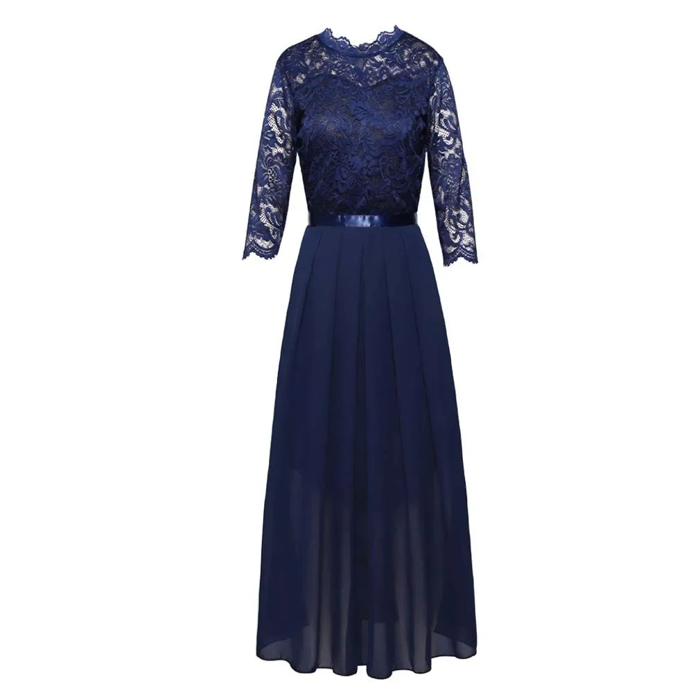 Women's Lace Formal Evening Dress Quarter Sleeve