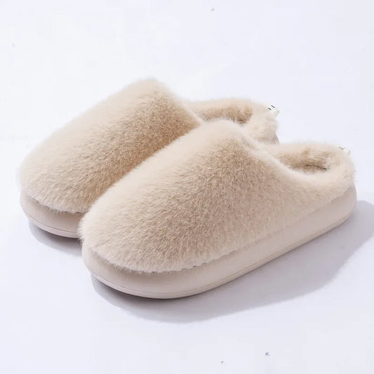 Women's Plush Indoor Slippers Soft Warm Lining Closed Toe - Fashinoza