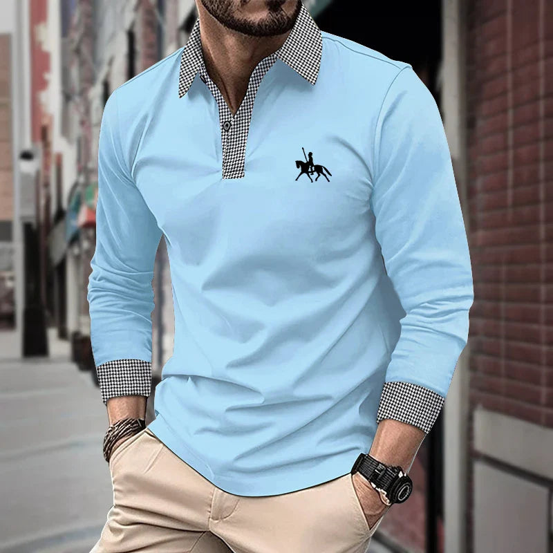 Men's Long Sleeve Slim Fit Polo Shirt