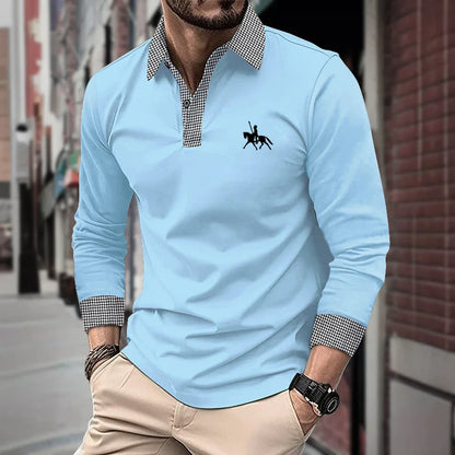Men's Long Sleeve Slim Fit Polo Shirt