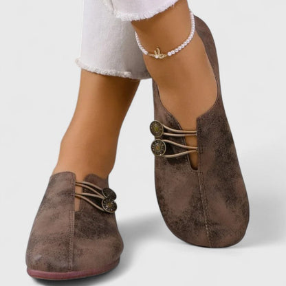Women's Slip-On Loafers Button Detail