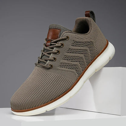 Men's Lace-Up Knit Sneakers - Fashinoza