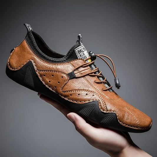 Men's Orthopedic Driving Shoes Perforated Bungee Lace Low- - 
Fashinoza
