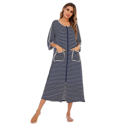 Women's Hooded Fleece Zip Up Nightdress
