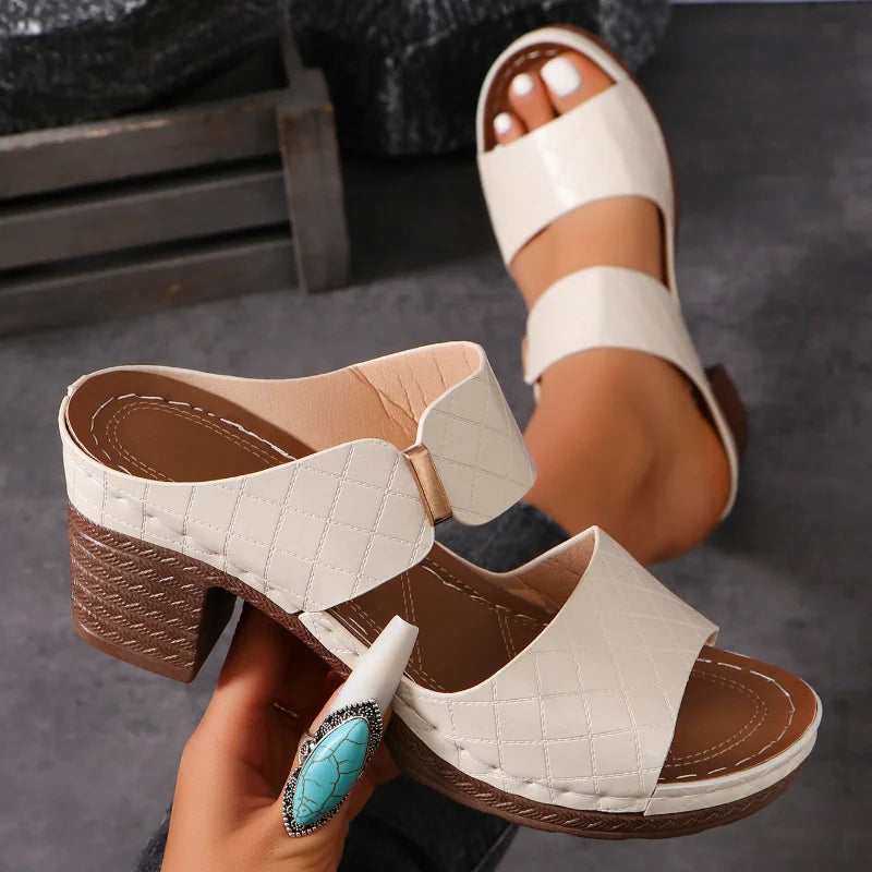 Women's Arch Support Flat Sandals Block Heel