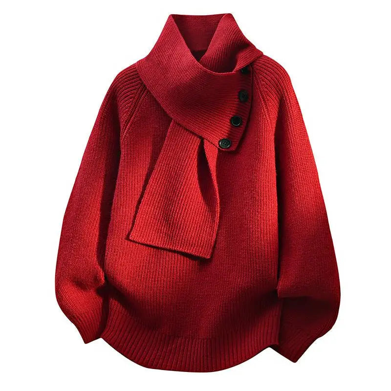 Women's Cozy Sweater Scarf Neck Design