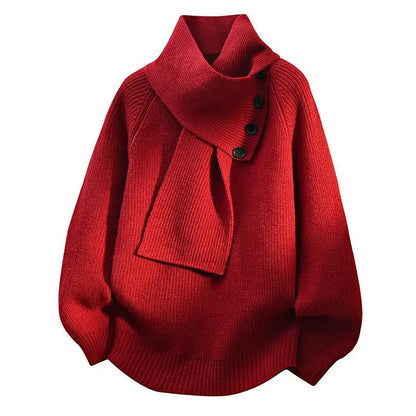 Women's Cozy Sweater Scarf Neck Design